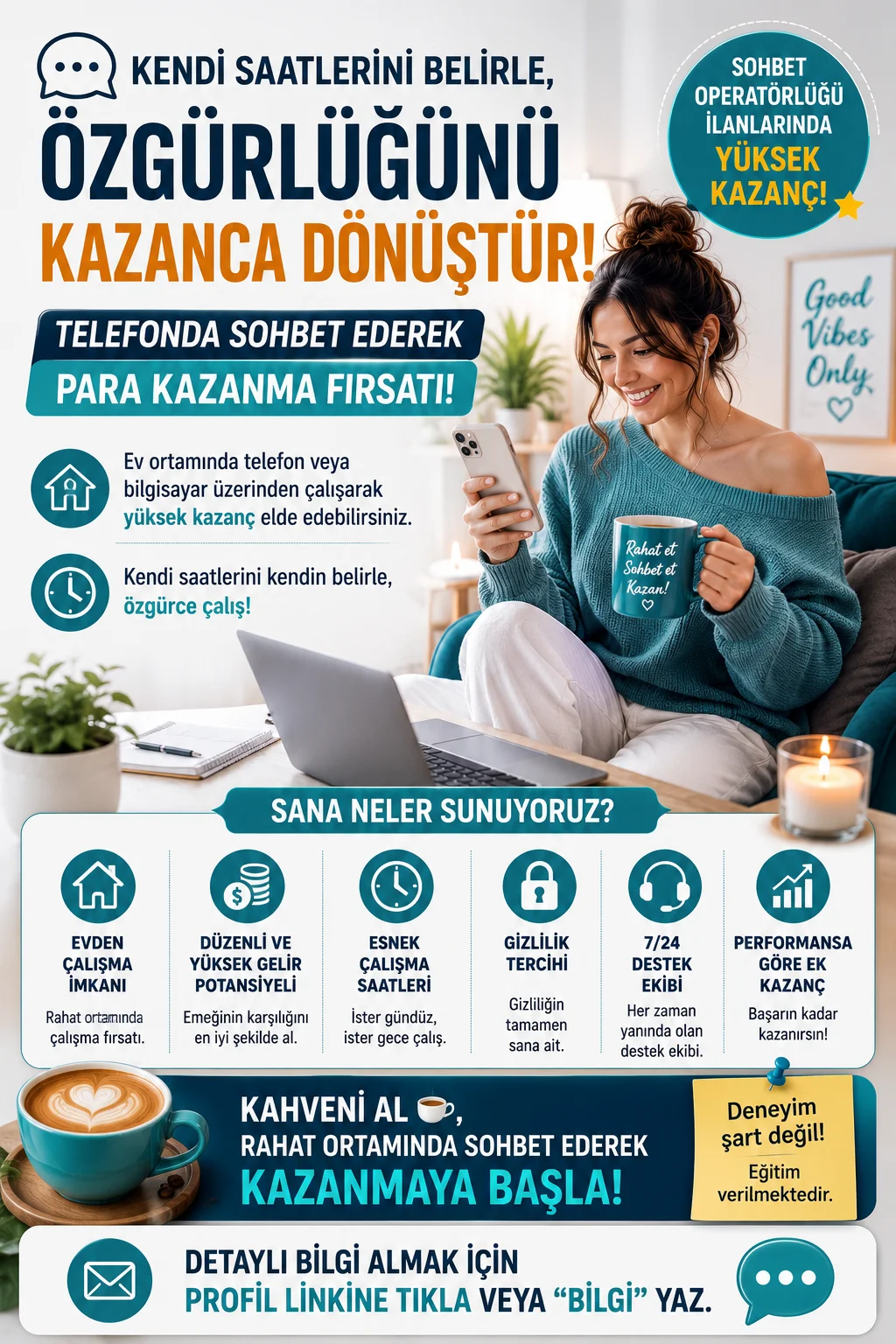 %100 Gizlilik Garantili Evden Görüntülü Sohbet Operatörü İlanı
