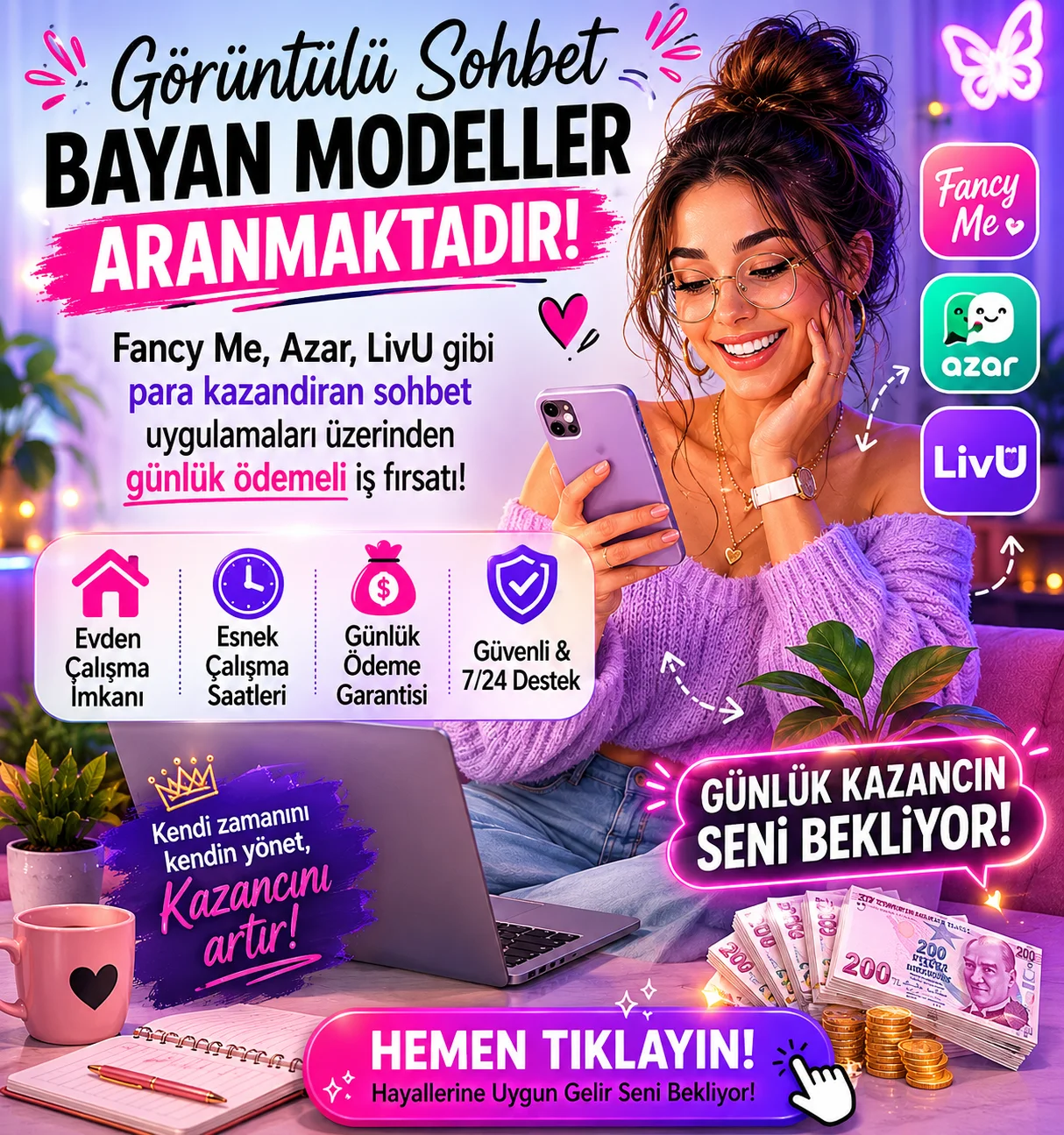GÖRÜNTÜLÜ SOHBET BAYAN MODELLER ARANMAKTADIR!!!