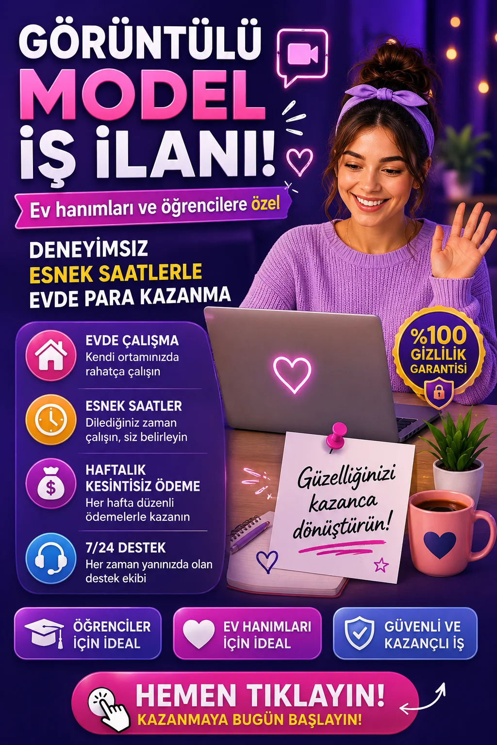 Görüntülü Model İş İlanı: Evde Para Kazanma Fırsatı!