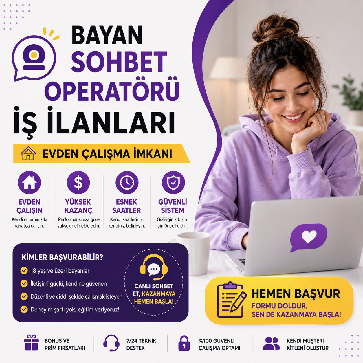 Bayan Sohbet Operatörü İş İlanları | Evden Çalışma İmkanı