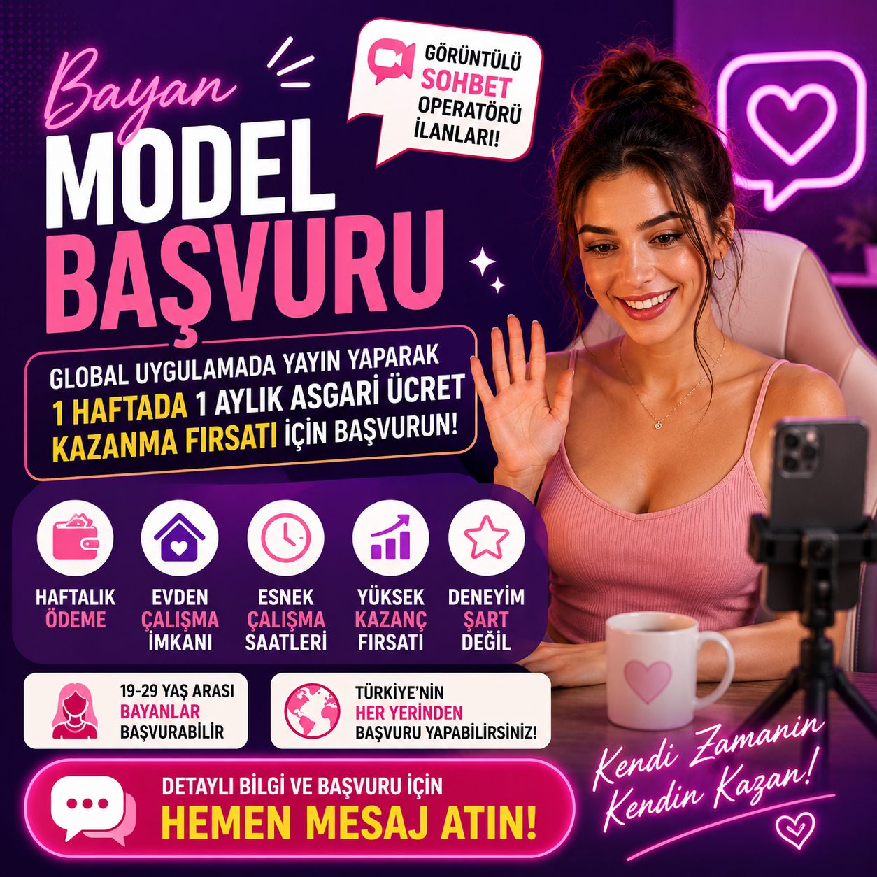 Bayan Model Başvuru Görüntülü Sohbet Operatörü ilanları