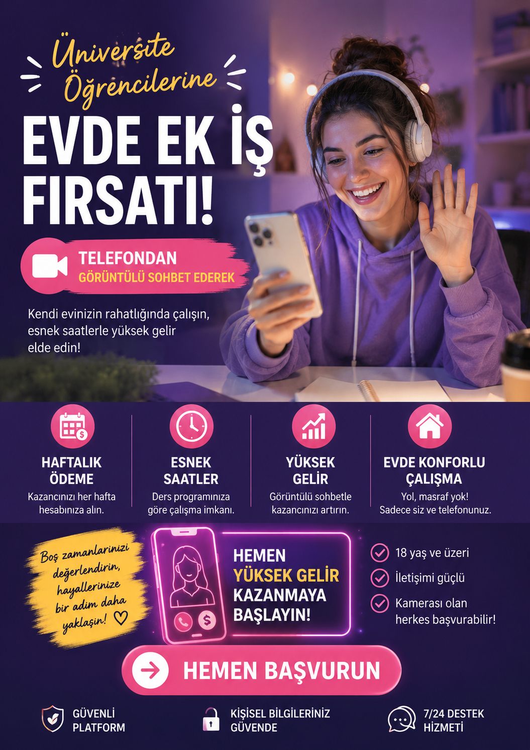Üniversite Öğrencilerine Evde ek iş