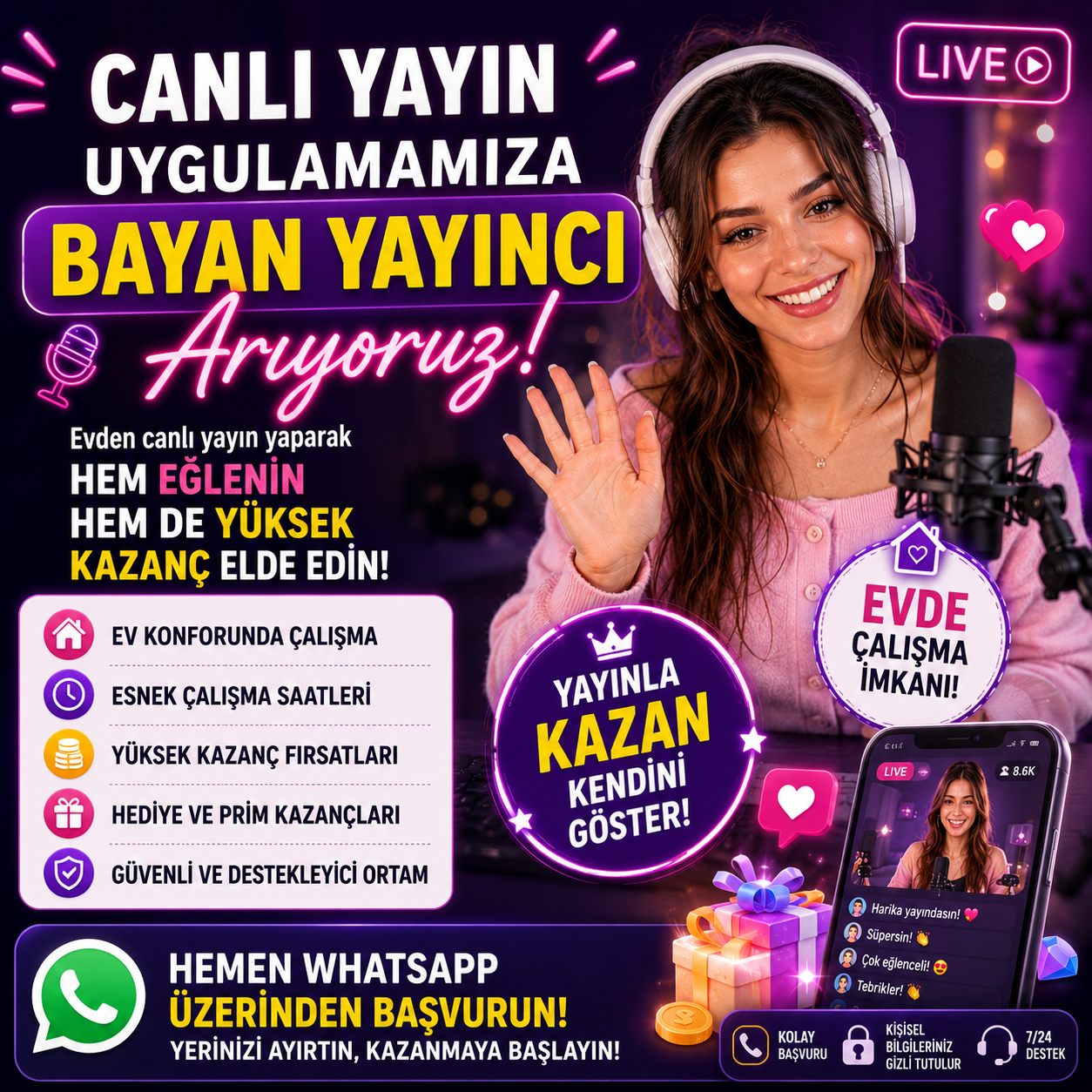 CANLI YAYIN UYGULAMAMIZA  BAYAN YAYINCI ARIYORUZ