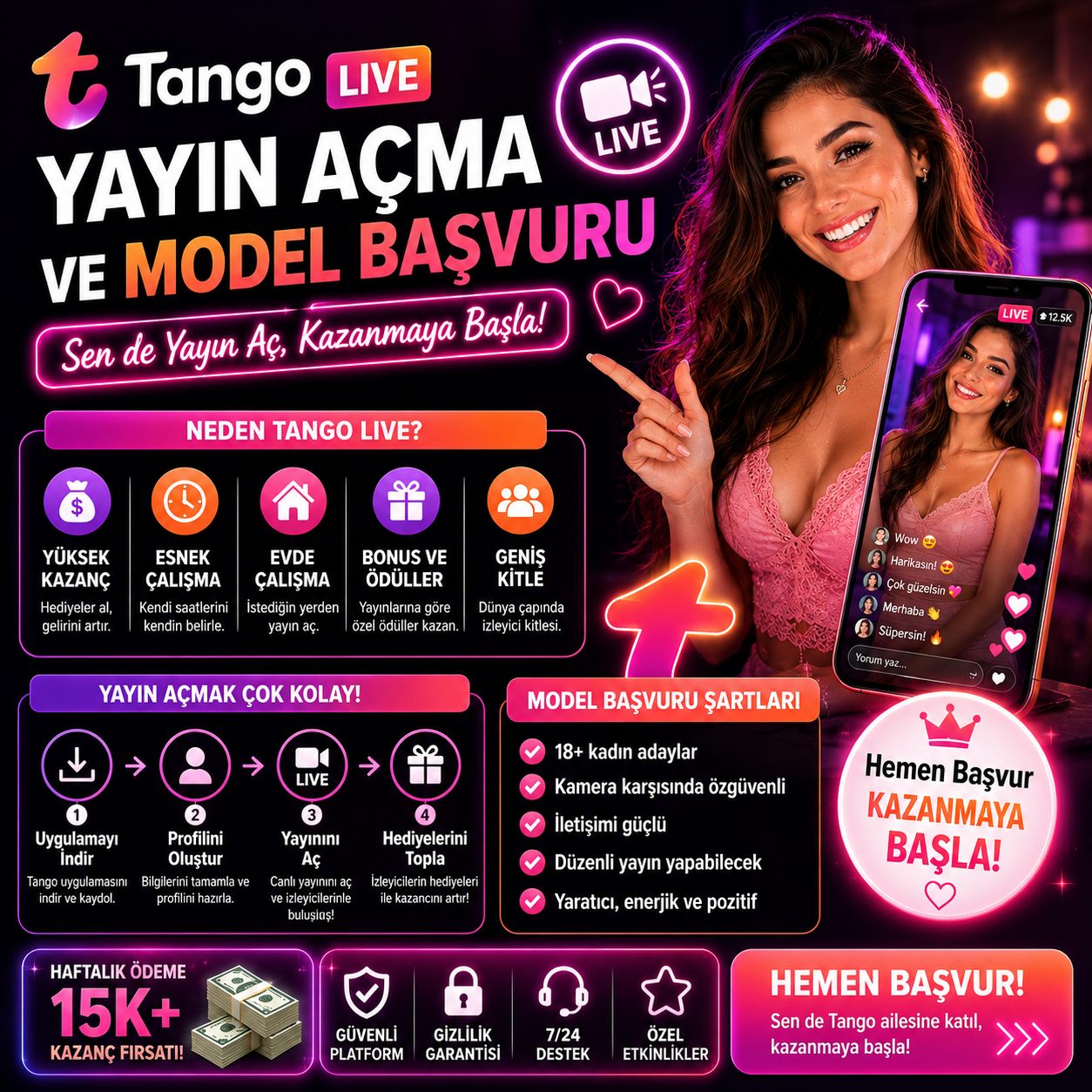 Tango Live Yayın Açma ve Model Başvuru