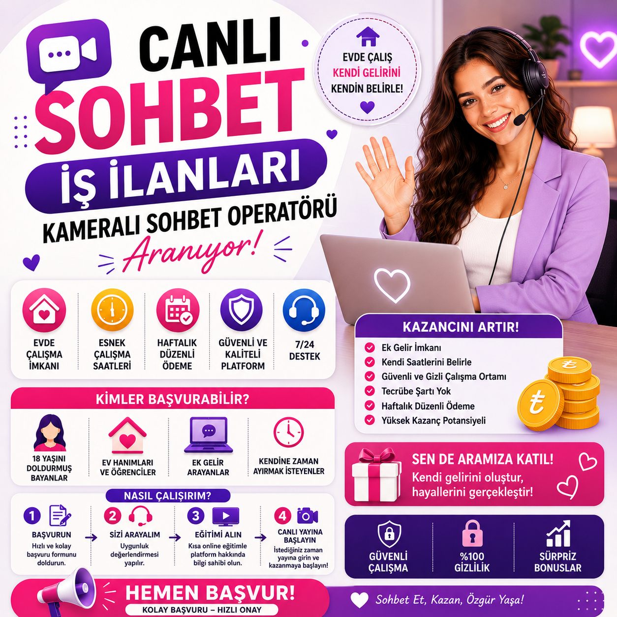 Canlı Sohbet İş İlanları | Kameralı Sohbet Operatörü Aranıyor