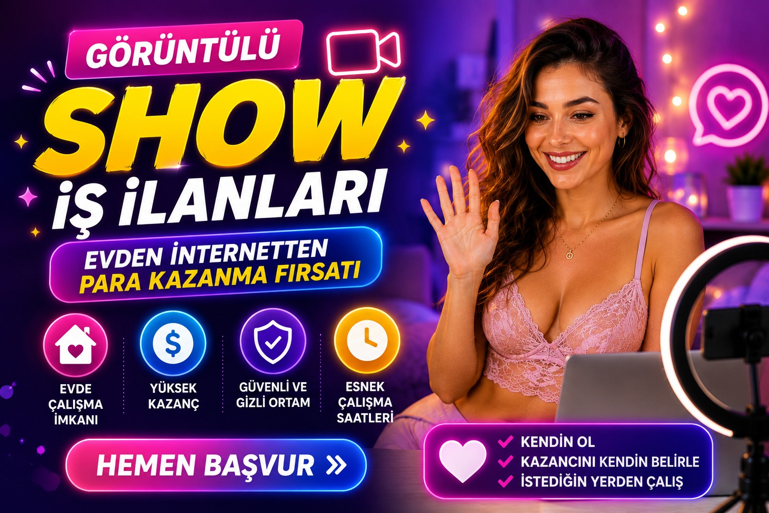 Görüntülü Show İş İlanları | Evden İnternetten Ek İş Fırsatı