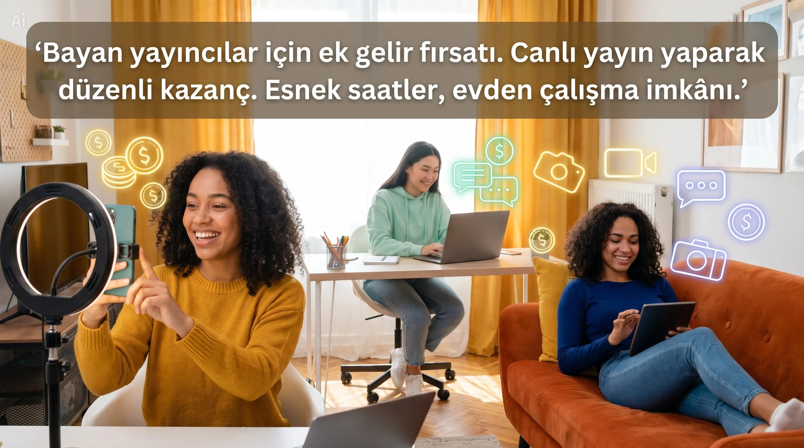📢 Kadın Yayıncı Aranıyor – Evden Çalış, Kendi Saatini Belirle