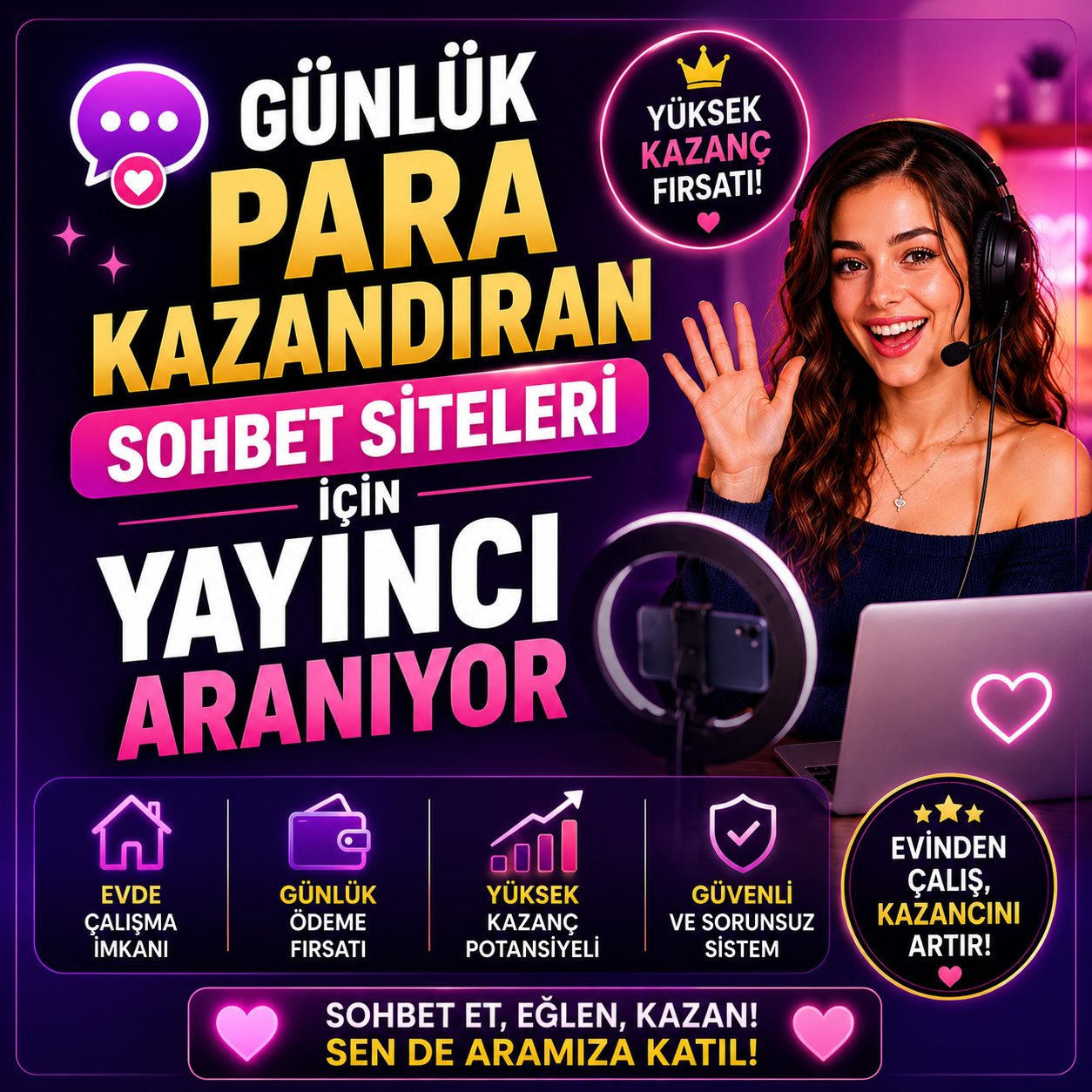 Canlı Sohbet İlanları - Evden Çalışma ve Sohbet Operatörlüğü